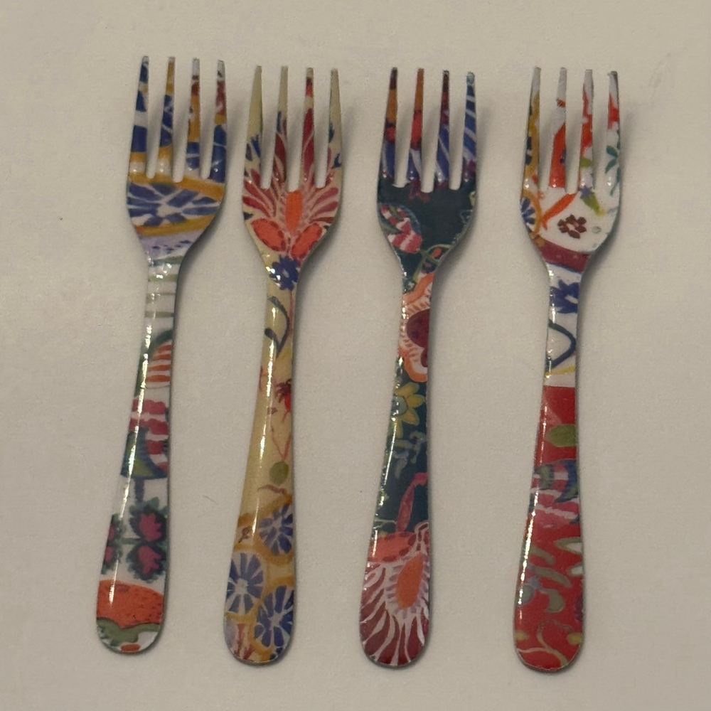 Artistic Accents Hand Crafted Hand-Applied Decal Floral Forks